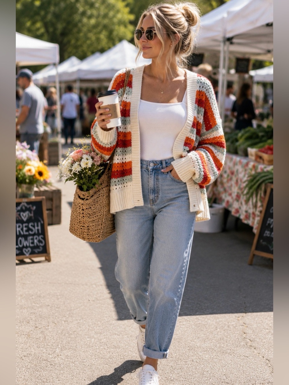 Pink Republic 💕 Open Knit Striped Cardigan | Oversized Cozy Layer Sweater